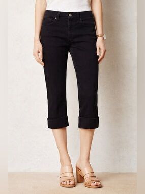 AG Adriano Goldschmied Black Capri Jeans Size 29 Cropped Cuffed Stretch Denim